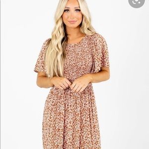 NWT Bella Ella “Leave Them Speechless” Rust Floral Maxi Dress